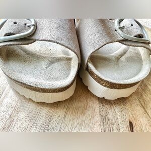 BIO GREEN Leather Suede Slide Spain Sandals Women’s 38 US 7.5 Beige Comfort NEW